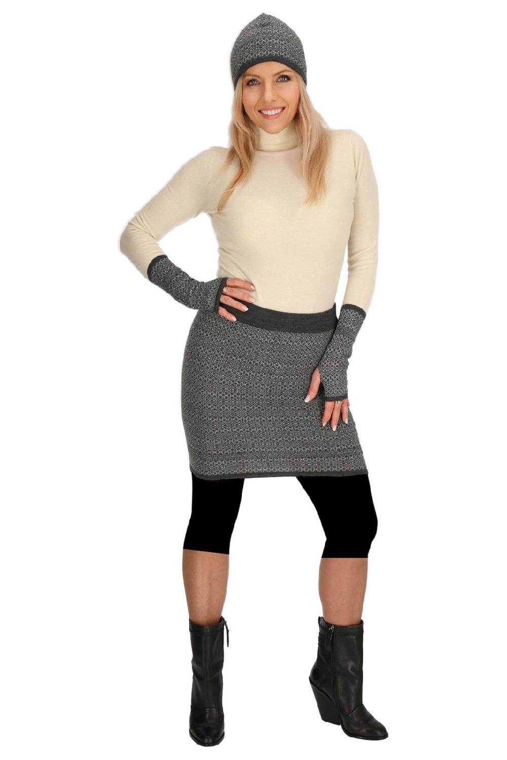Kunst Und Magie Bunter Strickrock Kurzer Rock aus weicher Merinowolle Feinstrick Boho Mini Merino Kostenloser Versand