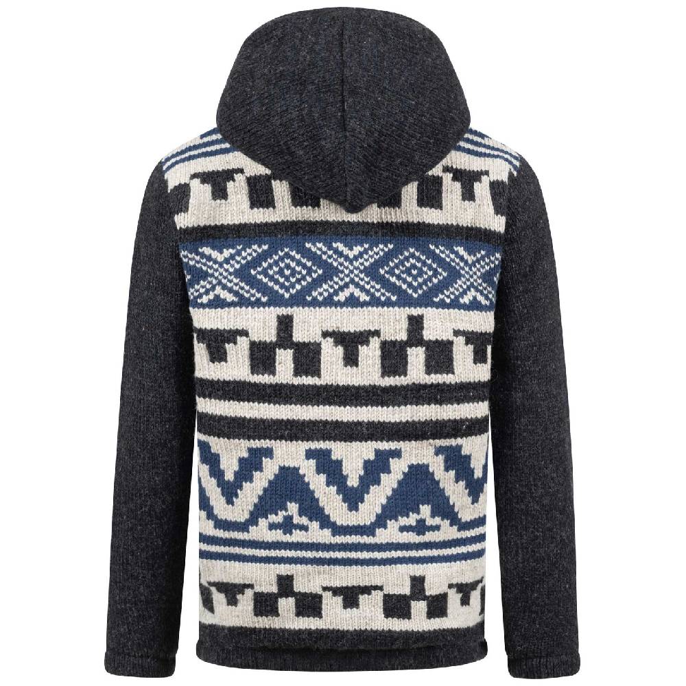 Kunst Und Magie Unisex Strickjacke Goa Wolle Winter Jacke Atzteken Muster Fleecefutter Hochkragen abnehmbarer Kapuze Fabrik Onlineshop