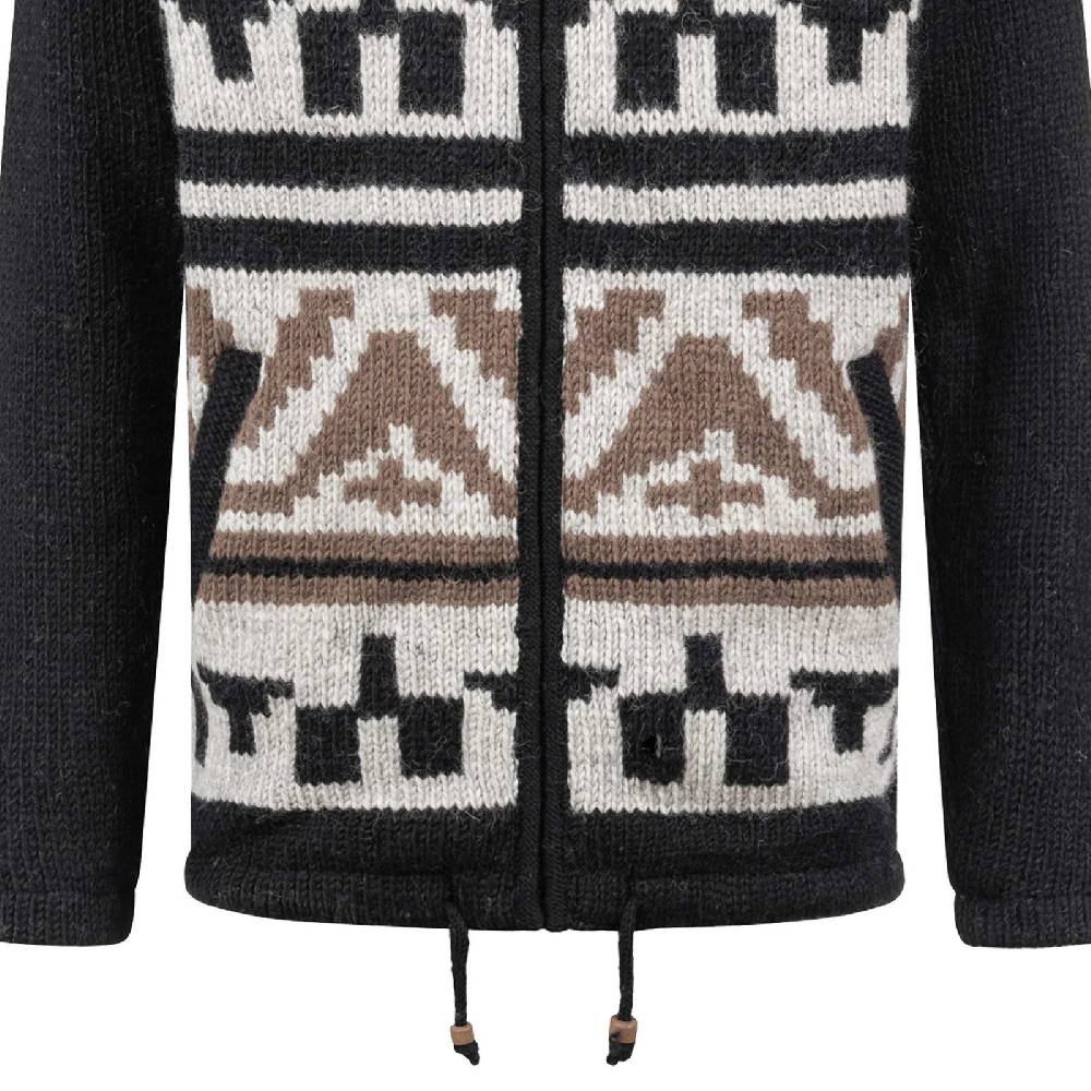 Kunst Und Magie Unisex Strickjacke Goa Wolle Bunte Patchwork Jacke Fleecefutter Hochkragen abnehmbarer Kapuze Sonderangebot