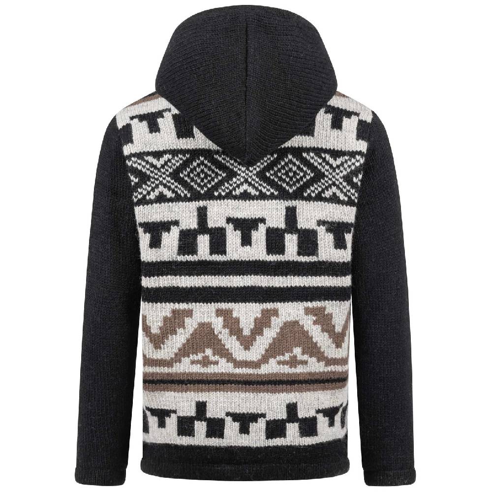 Kunst Und Magie Unisex Strickjacke Goa Wolle Bunte Patchwork Jacke Fleecefutter Hochkragen abnehmbarer Kapuze Sonderangebot