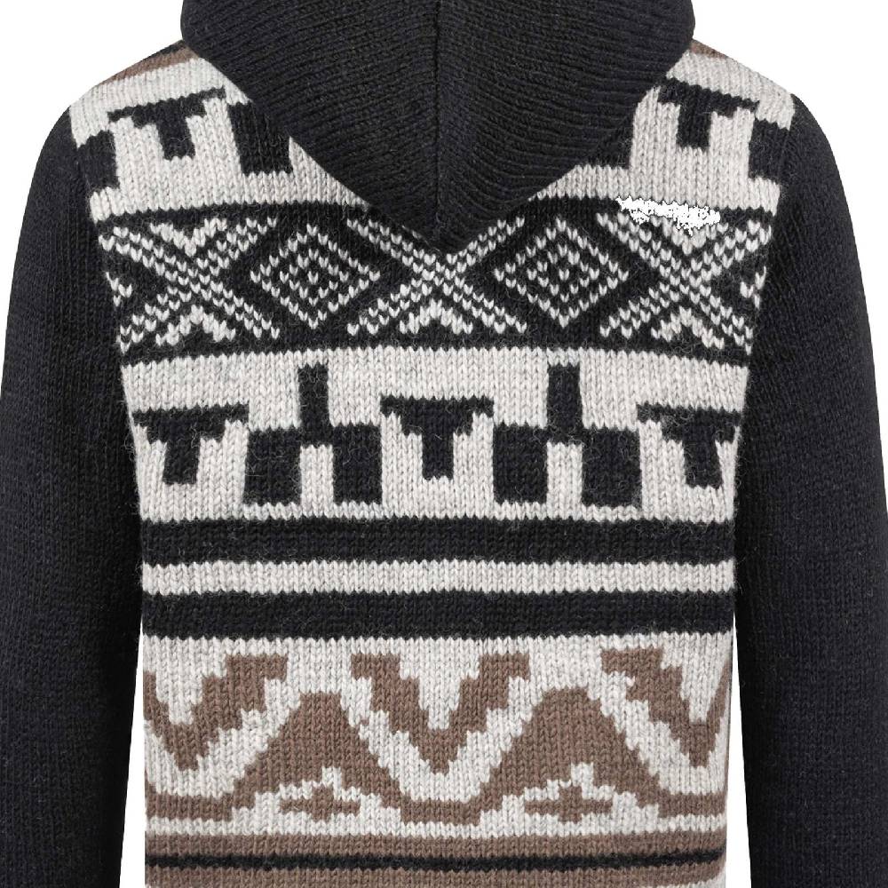 Kunst Und Magie Unisex Strickjacke Goa Wolle Bunte Patchwork Jacke Fleecefutter Hochkragen abnehmbarer Kapuze Sonderangebot