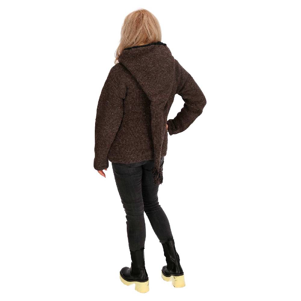 Kunst Und Magie Strickjacke Goa Wolle Jacke Fleecefutter Zipfelkapuze Unisex Fair Flash Sale
