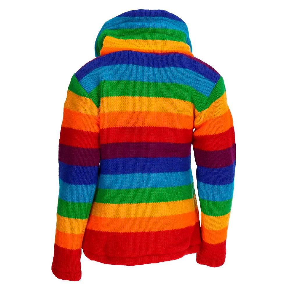 Kunst Und Magie Strickjacke Goa Wolle Bunte Regenbogen Jacke Fleecefutter Hochkragen Unisex Fair Online Shopping