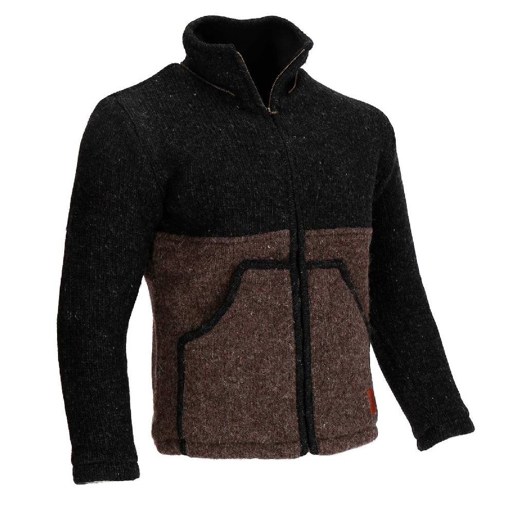 Kunst Und Magie Unisex Strickjacke Goa Wolle Bunte Patchwork Jacke Fleecefutter Hochkragen abnehmbarer Kapuze Exklusivangebot