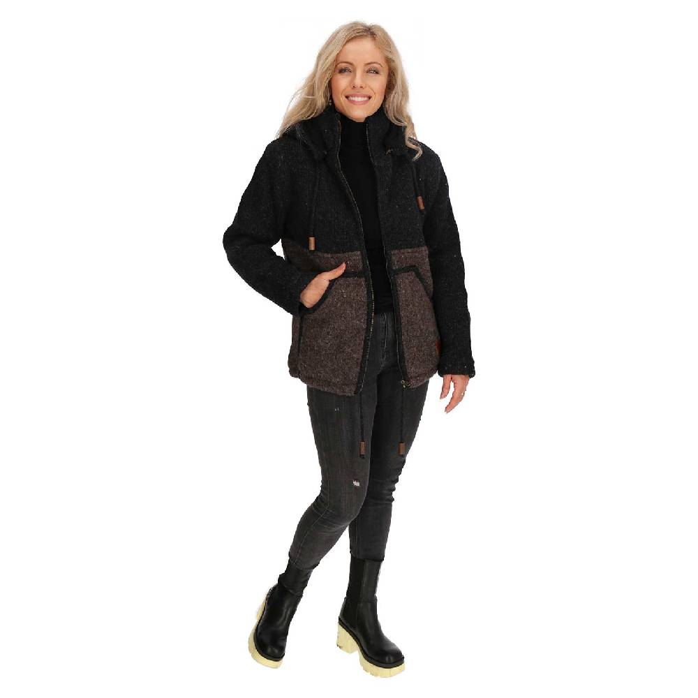 Kunst Und Magie Unisex Strickjacke Goa Wolle Bunte Patchwork Jacke Fleecefutter Hochkragen abnehmbarer Kapuze Exklusivangebot