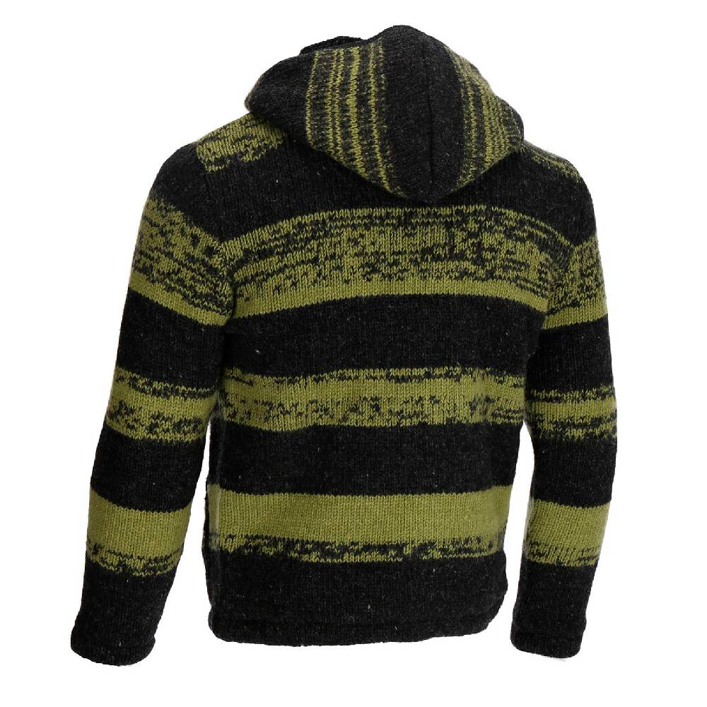 Kunst Und Magie Unisex Strickjacke Goa Wolle Bunte Patchwork Jacke Fleecefutter Hochkragen abnehmbarer Kapuze Saisonschlussverkauf