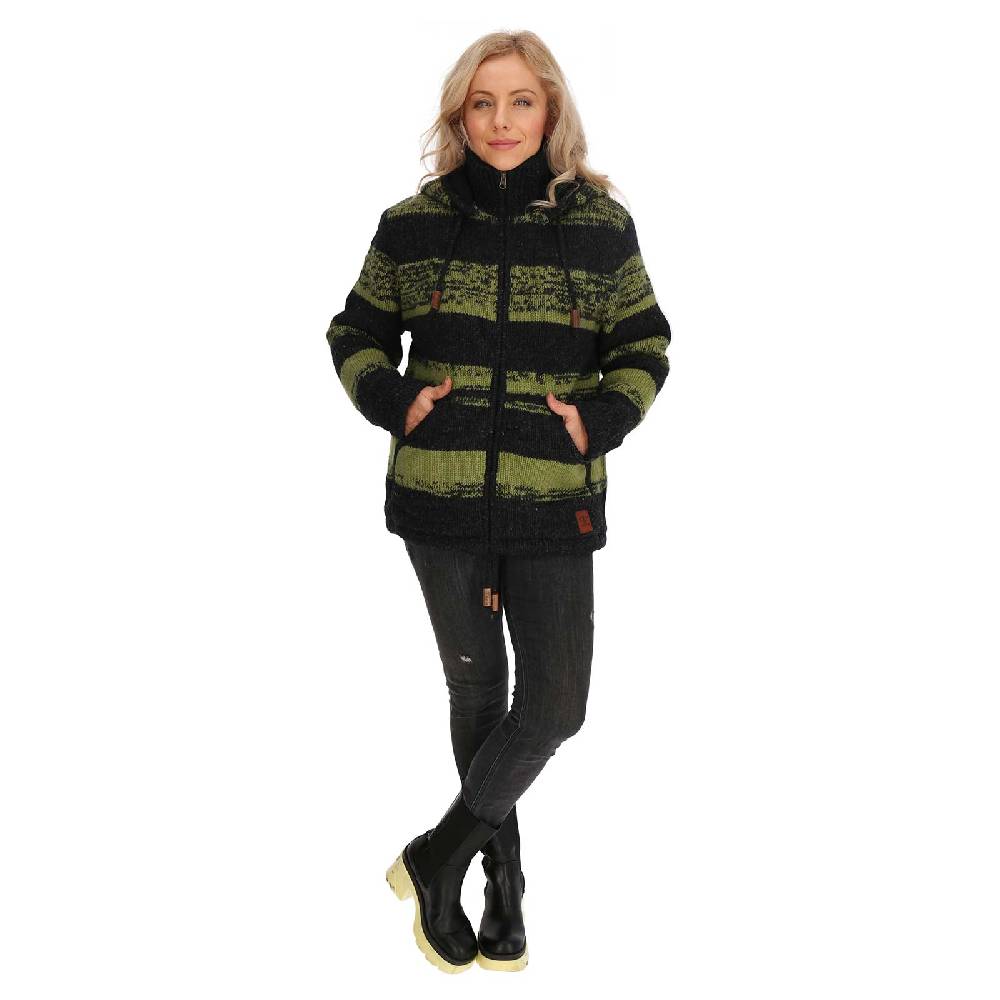 Kunst Und Magie Unisex Strickjacke Goa Wolle Bunte Patchwork Jacke Fleecefutter Hochkragen abnehmbarer Kapuze Saisonschlussverkauf
