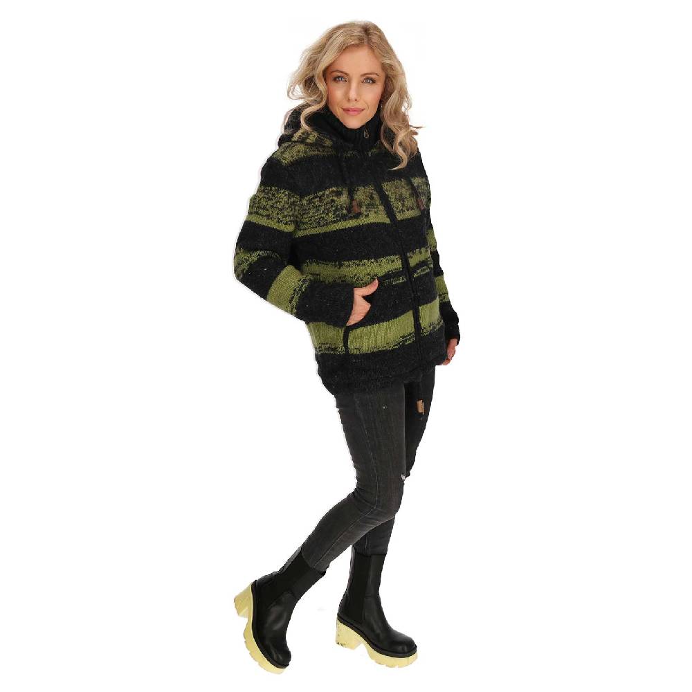 Kunst Und Magie Unisex Strickjacke Goa Wolle Bunte Patchwork Jacke Fleecefutter Hochkragen abnehmbarer Kapuze Saisonschlussverkauf