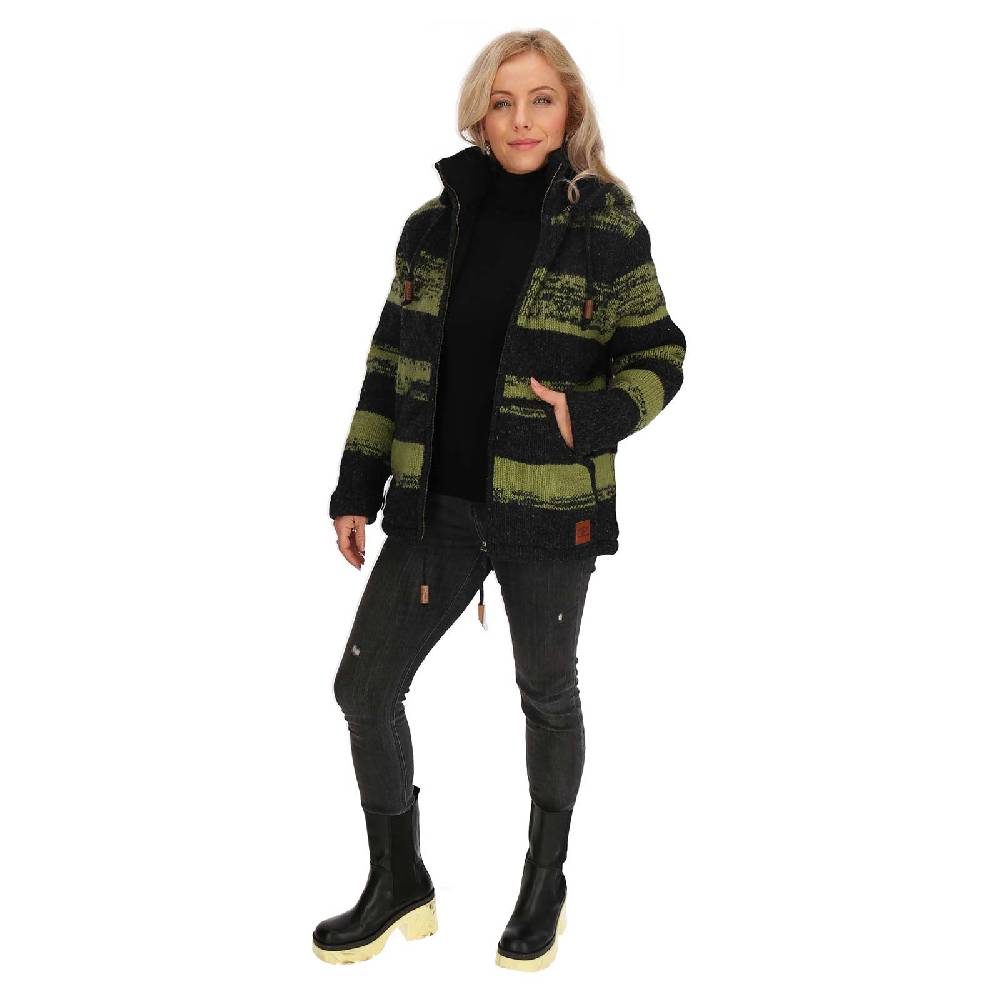 Kunst Und Magie Unisex Strickjacke Goa Wolle Bunte Patchwork Jacke Fleecefutter Hochkragen abnehmbarer Kapuze Saisonschlussverkauf