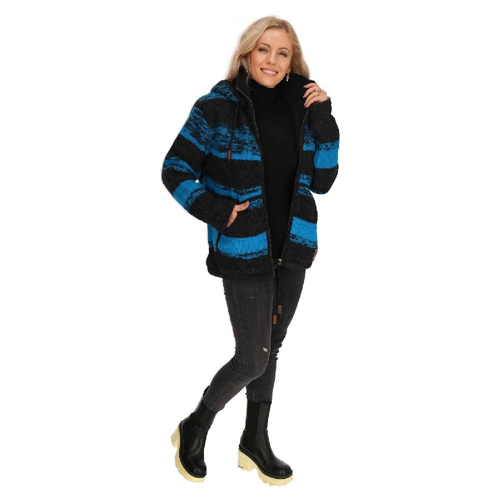 Kunst Und Magie Unisex Strickjacke Goa Wolle Bunte Jacke Fleecefutter Hochkragen abnehmbarer Kapuze Winterjacke Black Friday