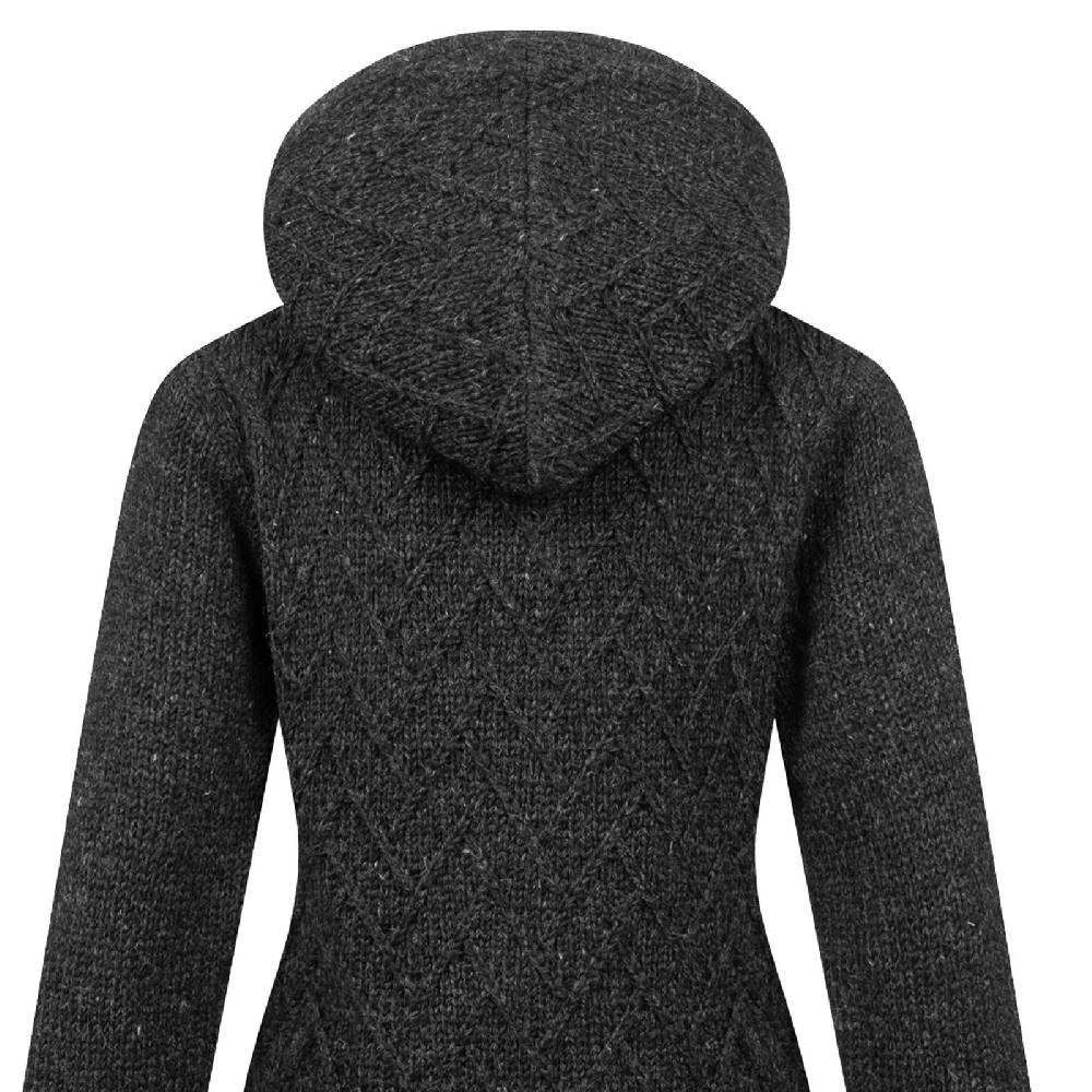 Kunst Und Magie Klassische Damen Strickjacke Kurzmantel Winter Mantel Wolle Jacke mit Fleecefutter und Kapuze Cyber Monday