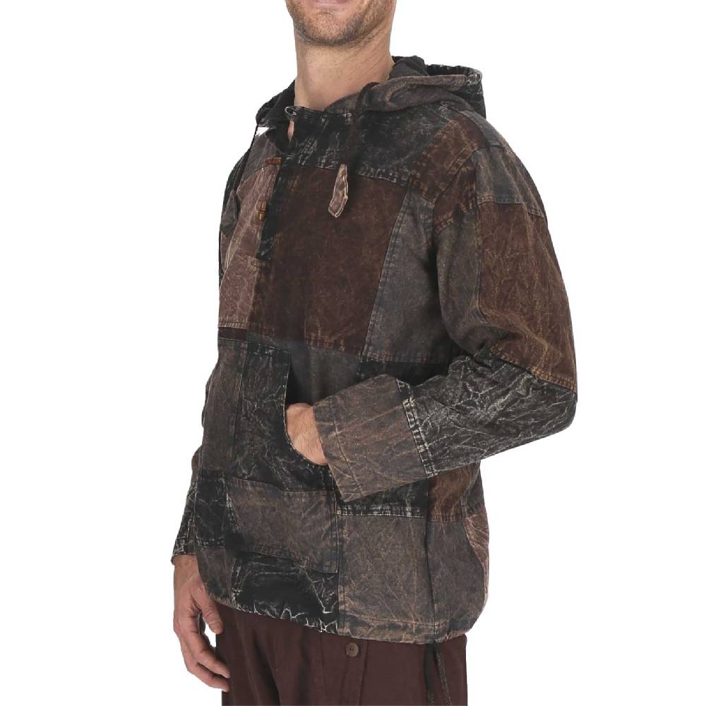 Kunst Und Magie Patchwork Baja Hoodie Herren alternativ Kapuzenpulli Nachhaltig Fair Weihnachtsangebot