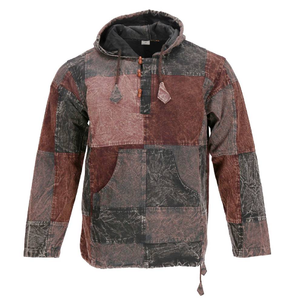 Kunst Und Magie Patchwork Baja Hoodie Herren alternativ Kapuzenpulli Nachhaltig Fair Weihnachtsangebot