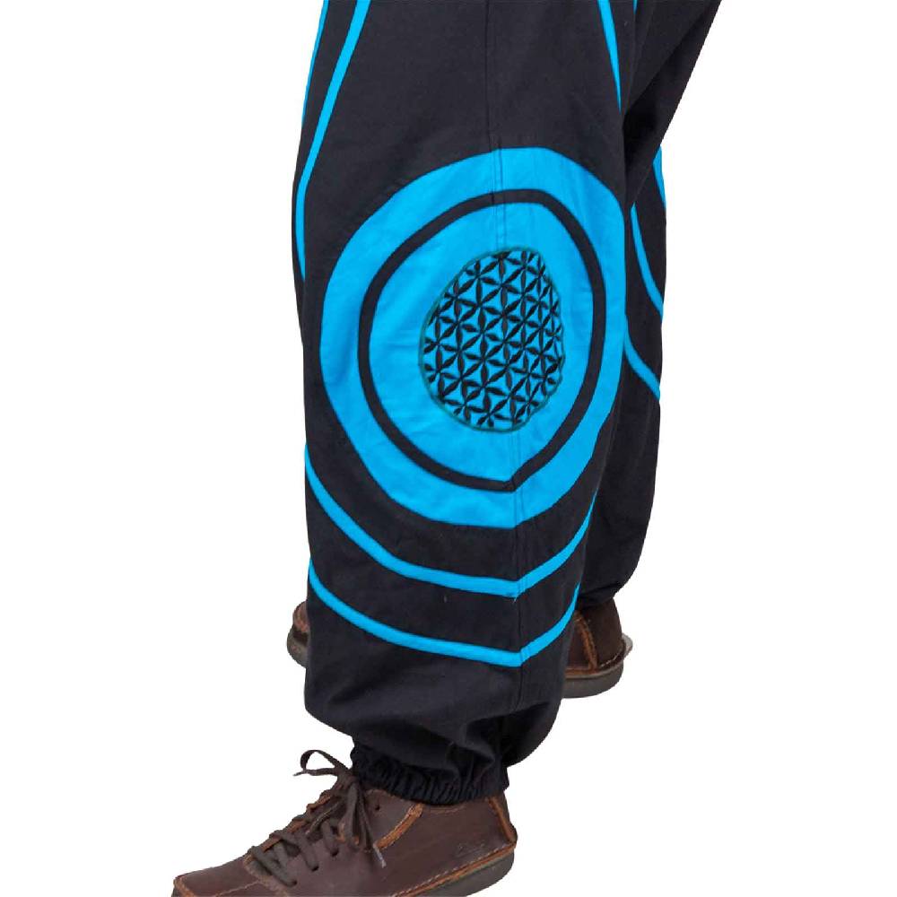 Kunst Und Magie Unisex Psy Baggy Pants Hippie Hose Goa Baumwoll Haremshose Lebensblume Flower of Life Lagerräumung
