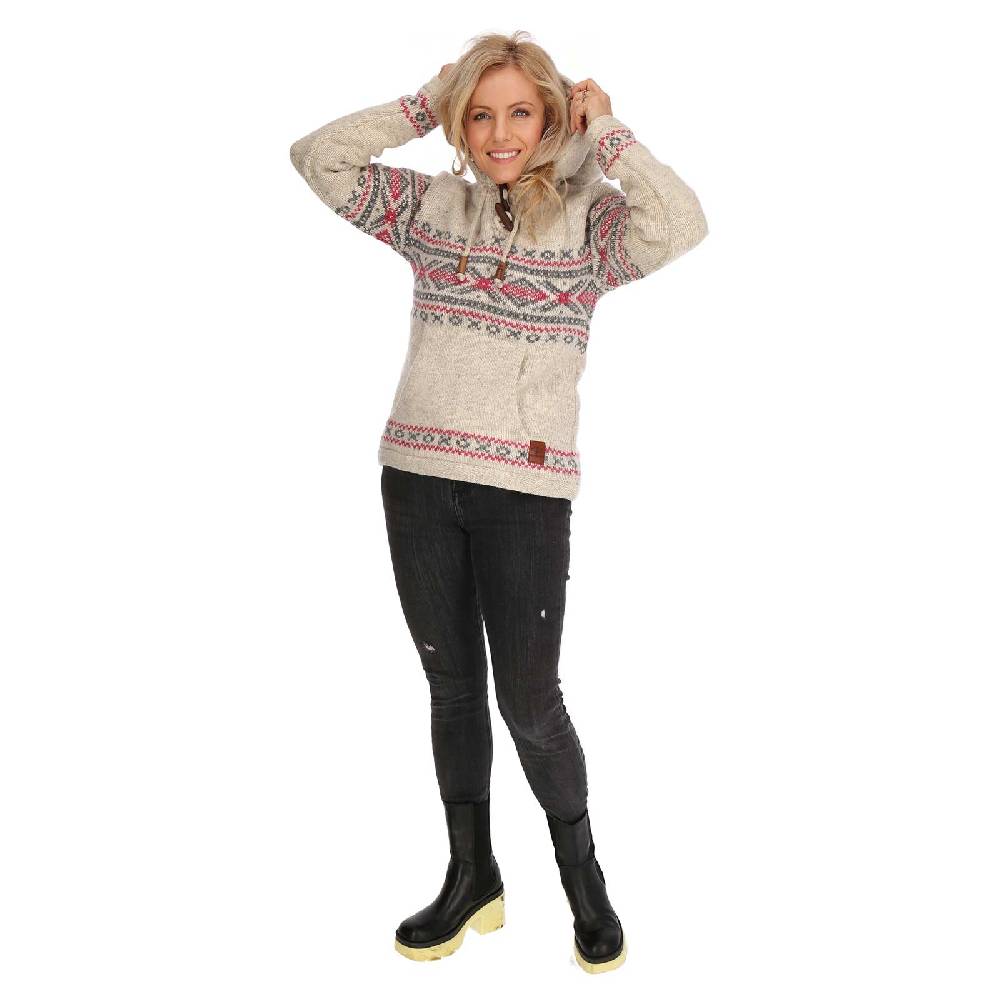 Kunst Und Magie Damen Hoodie Ski-Pullover gefütterte Wolljacke Strickpullover Goa Wolle Jacke Norweger Muster Heißer Verkauf