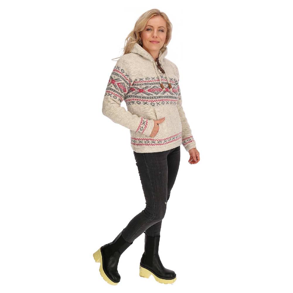 Kunst Und Magie Damen Hoodie Ski-Pullover gefütterte Wolljacke Strickpullover Goa Wolle Jacke Norweger Muster Heißer Verkauf