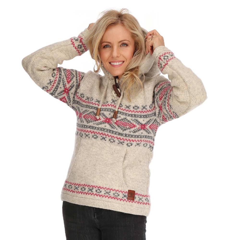 Kunst Und Magie Damen Hoodie Ski-Pullover gefütterte Wolljacke Strickpullover Goa Wolle Jacke Norweger Muster Heißer Verkauf