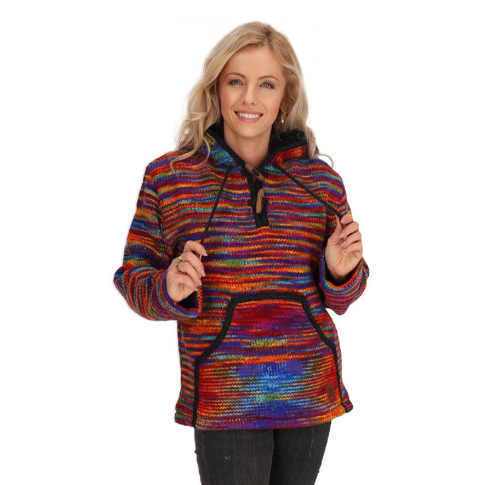 Kunst Und Magie Baja Hoodie Regenbogen Kapuzenpullover Strickjacke Wolle Jacke mit Kapuze Winter Pullover Unisex Exklusive Angebote