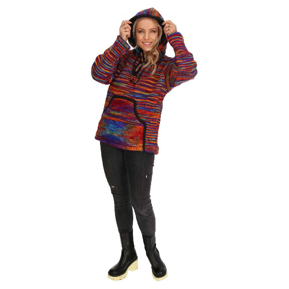 Kunst Und Magie Baja Hoodie Regenbogen Kapuzenpullover Strickjacke Wolle Jacke mit Kapuze Winter Pullover Unisex Exklusive Angebote