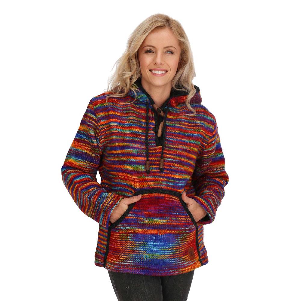 Kunst Und Magie Baja Hoodie Regenbogen Kapuzenpullover Strickjacke Wolle Jacke mit Kapuze Winter Pullover Unisex Exklusive Angebote