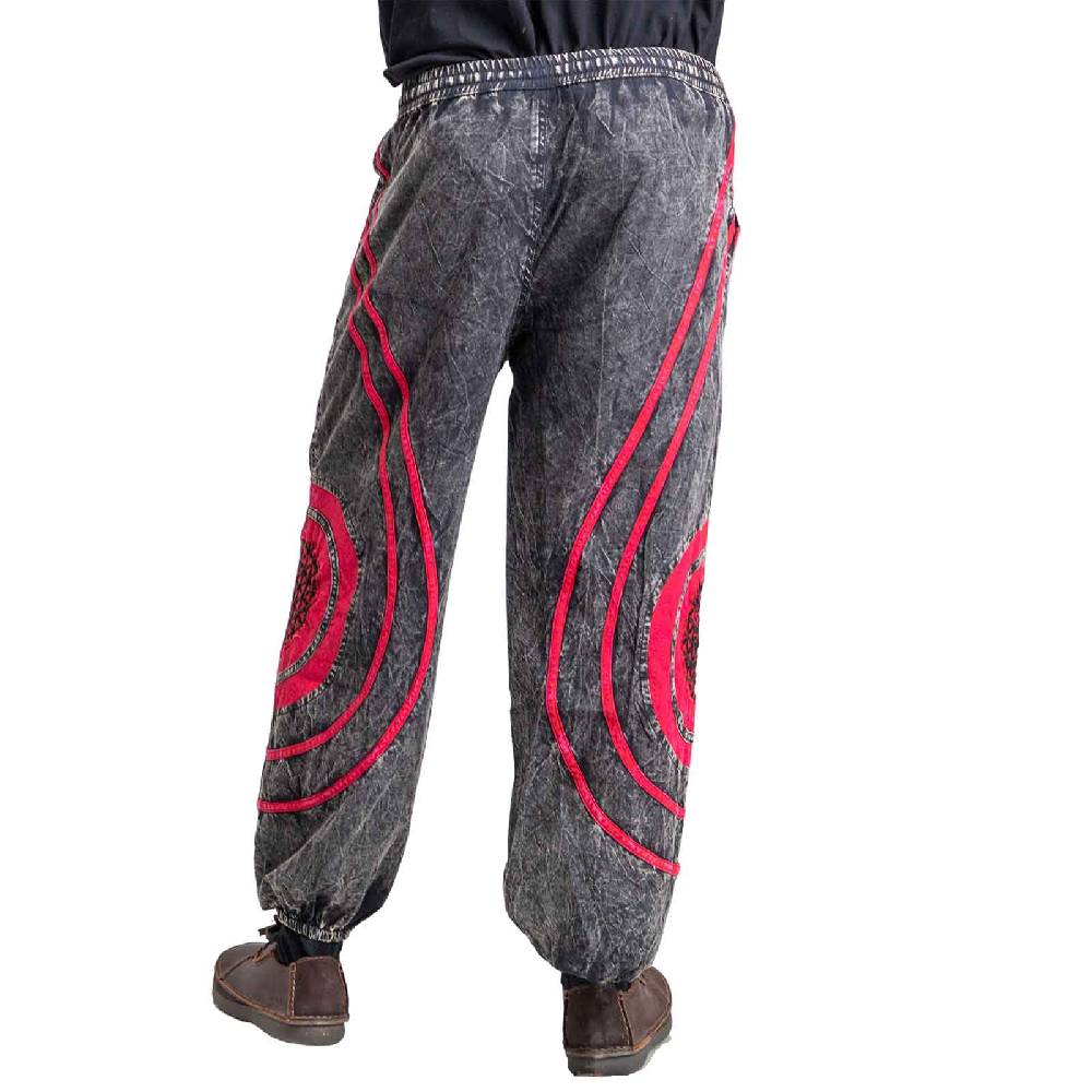 Kunst Und Magie Hose Blume des Lebens Goa Cargo Hose Hippiehose Pluderhose Haremshose Flower of Life Baggy Unisex Blitzangebot