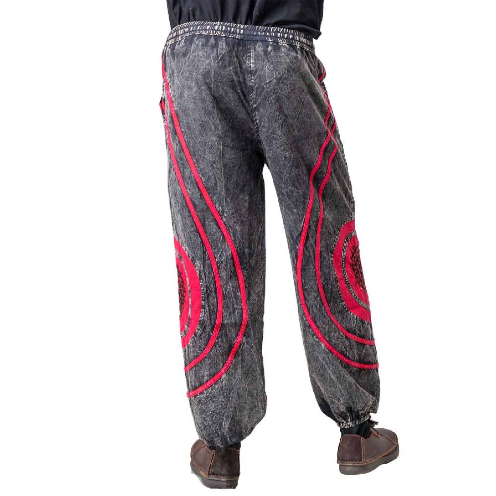 Kunst Und Magie Hose Blume des Lebens Goa Cargo Hose Hippiehose Pluderhose Haremshose Flower of Life Baggy Unisex Blitzangebot