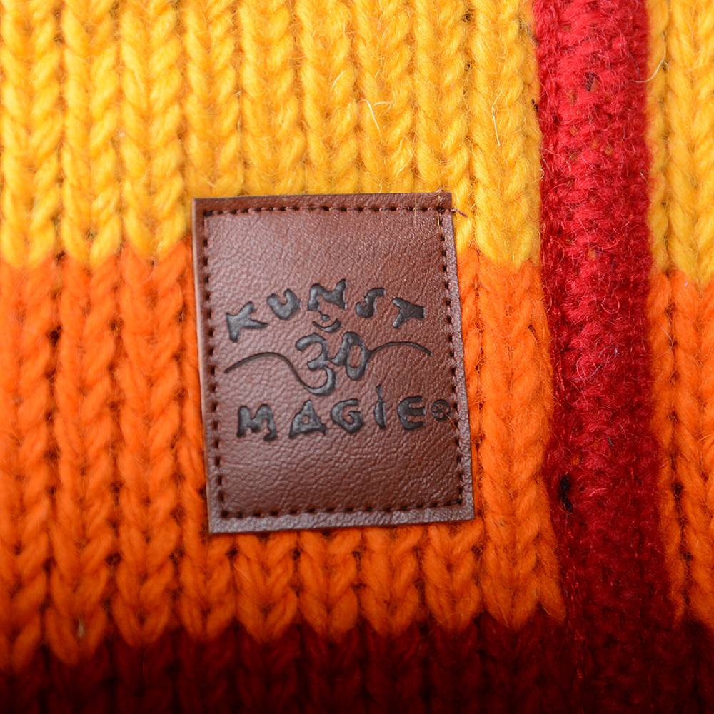 Kunst Und Magie Damen Regenbogen Strickjacke Goa Wolle Jacke mit Fleecefutter und abnehmbarer Kapuze Kauf eins, bekomm eins gratis