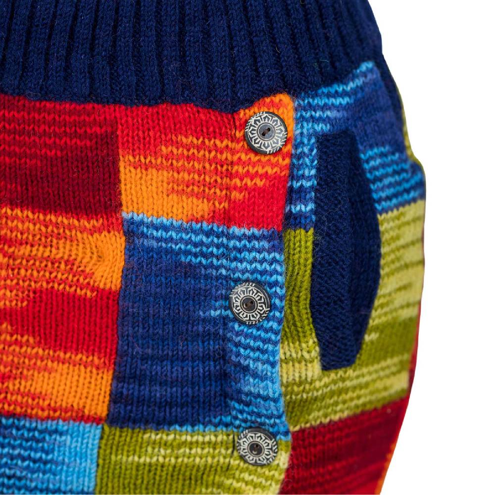 Kunst Und Magie Bunter Patchwork Strickrock kurzer gefütterter Rock Wolle Boho VIP-Rabatte