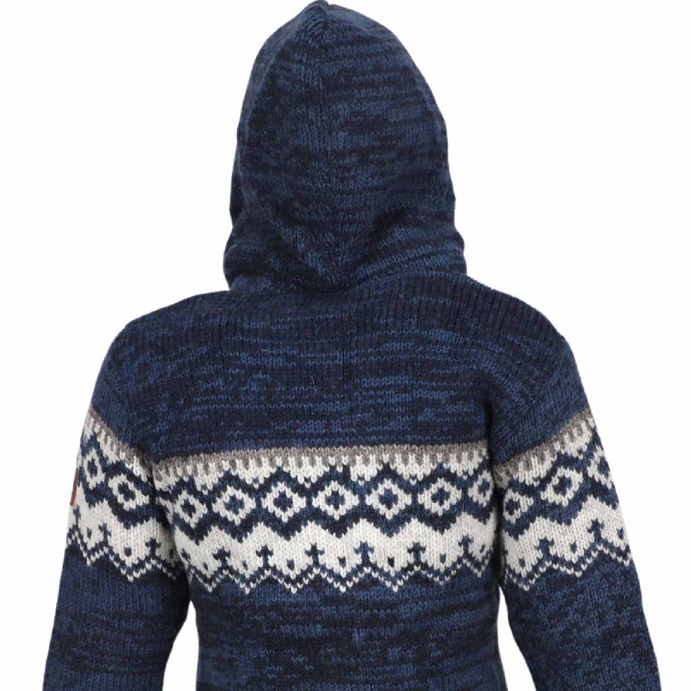 Kunst Und Magie Herren Strickjacke Schurwolle Klassich Nordisches Muster Wolle Jacke mit Kapuze Vierteljährliche Förderung