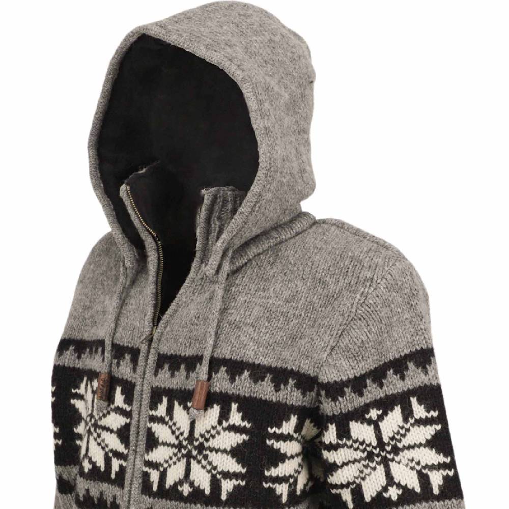 Kunst Und Magie Herren Strickjacke Schurwolle Klassich Nordisches Muster Wolle Jacke mit abnehmbarer Kapuze Bis zu 55% Rabatt