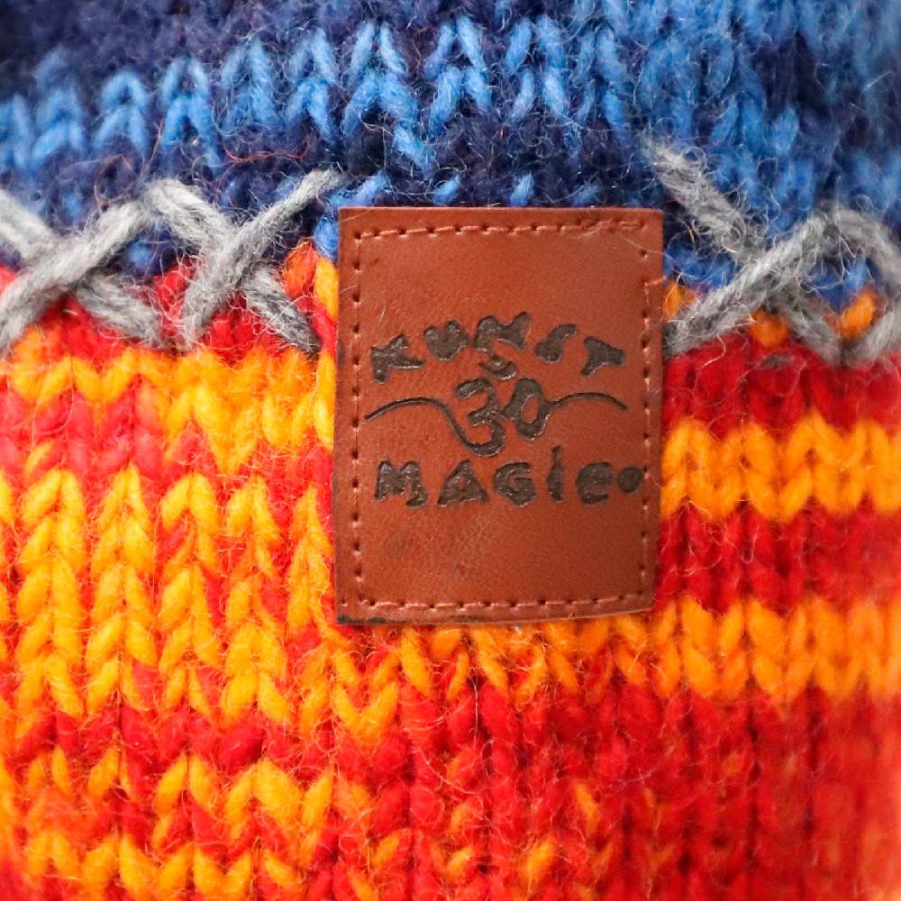 Kunst Und Magie Damen Strickjacke Goa Wolle Bunte Patchwork Jacke mit Fleecefutter und Hochkragen Fair 50% Rabatt mit kostenlosem Versand