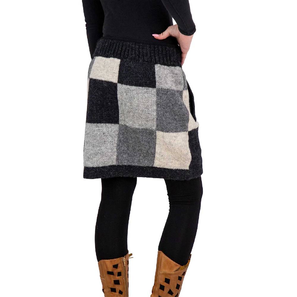 Kunst Und Magie Bunter Patchwork Strickrock kurzer Rock mit klassischem Muster Wolle gefüttert Boho Begrenzt auf 3 Tage