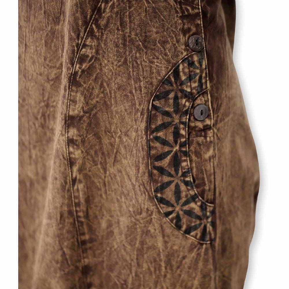 Kunst Und Magie Hippie Latzhose Haremshose Goa Hose Boho 70er Jumpsuit Overall Blume des Lebens Black Friday Preise