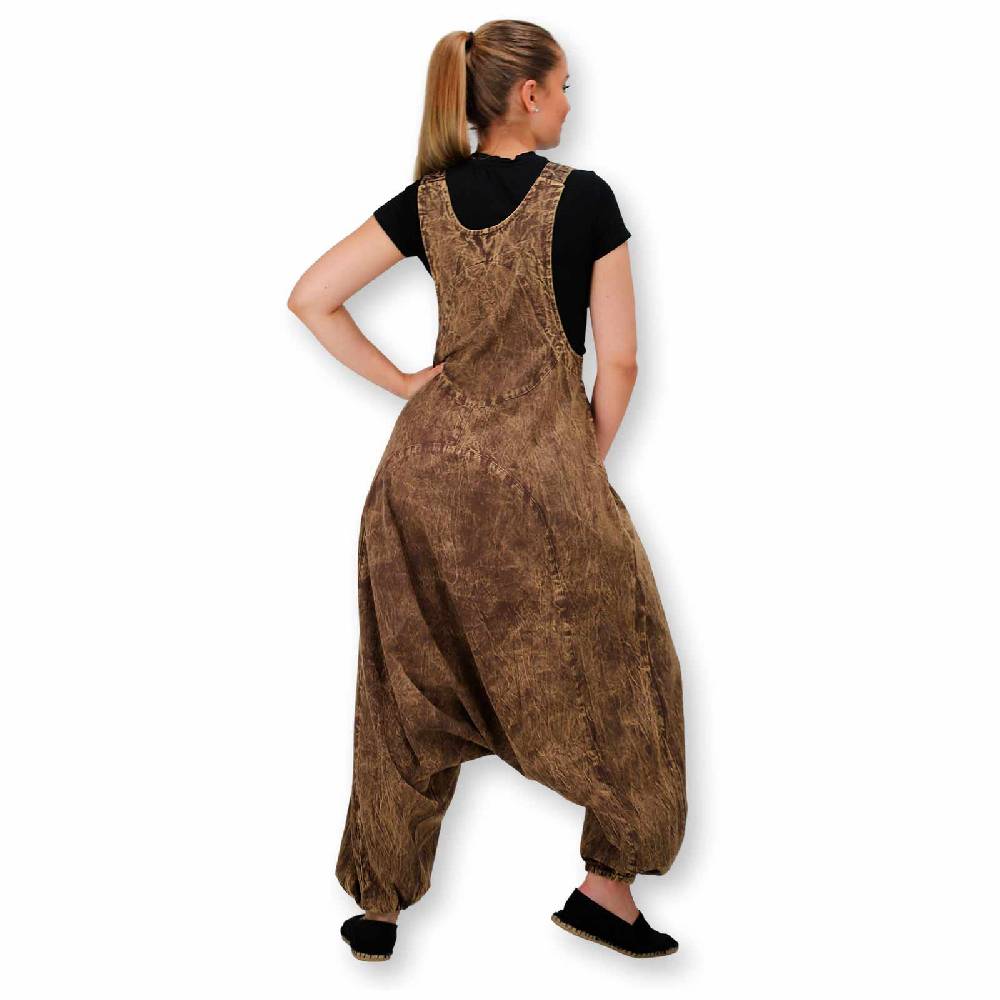 Kunst Und Magie Hippie Latzhose Haremshose Goa Hose Boho 70er Jumpsuit Overall Blume des Lebens Black Friday Preise