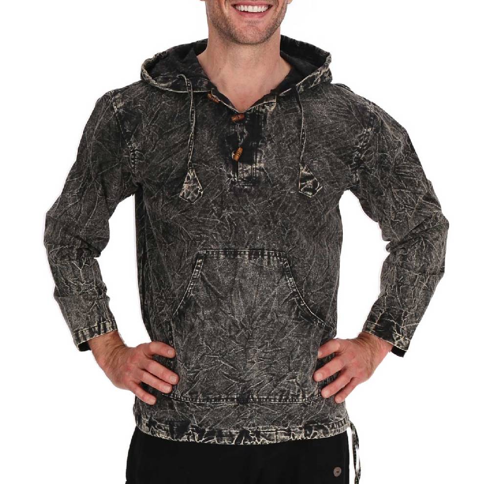Kunst Und Magie Baja Hoodie Herren alternativ Kapuzenpulli Stonewashed gefüttert Nachhaltig Fair Im Verkauf