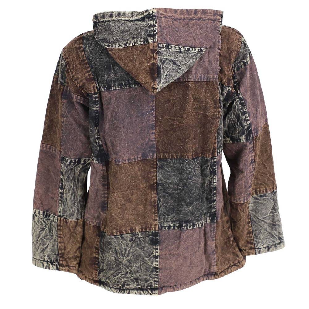 Kunst Und Magie Patchwork Baja Hoodie Herren alternativ Kapuzenpulli mit Fleecefutter Nachhaltig Fair 50% Rabatt für begrenzte Zeit