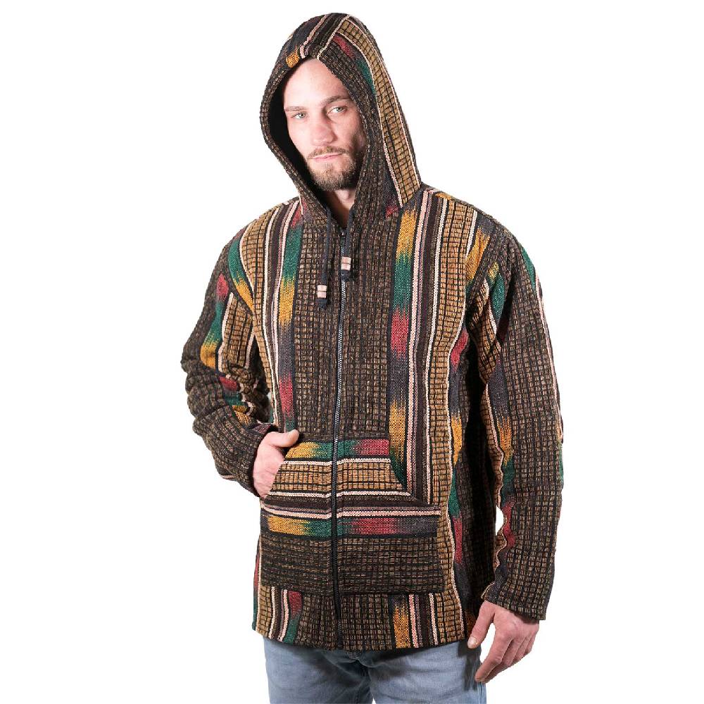 Kunst Und Magie Kapuzenjacke Kapu Hoodie mit Kapuze und Kängurutaschen Hippie Jacke Gheri Nepal Meist gekauft