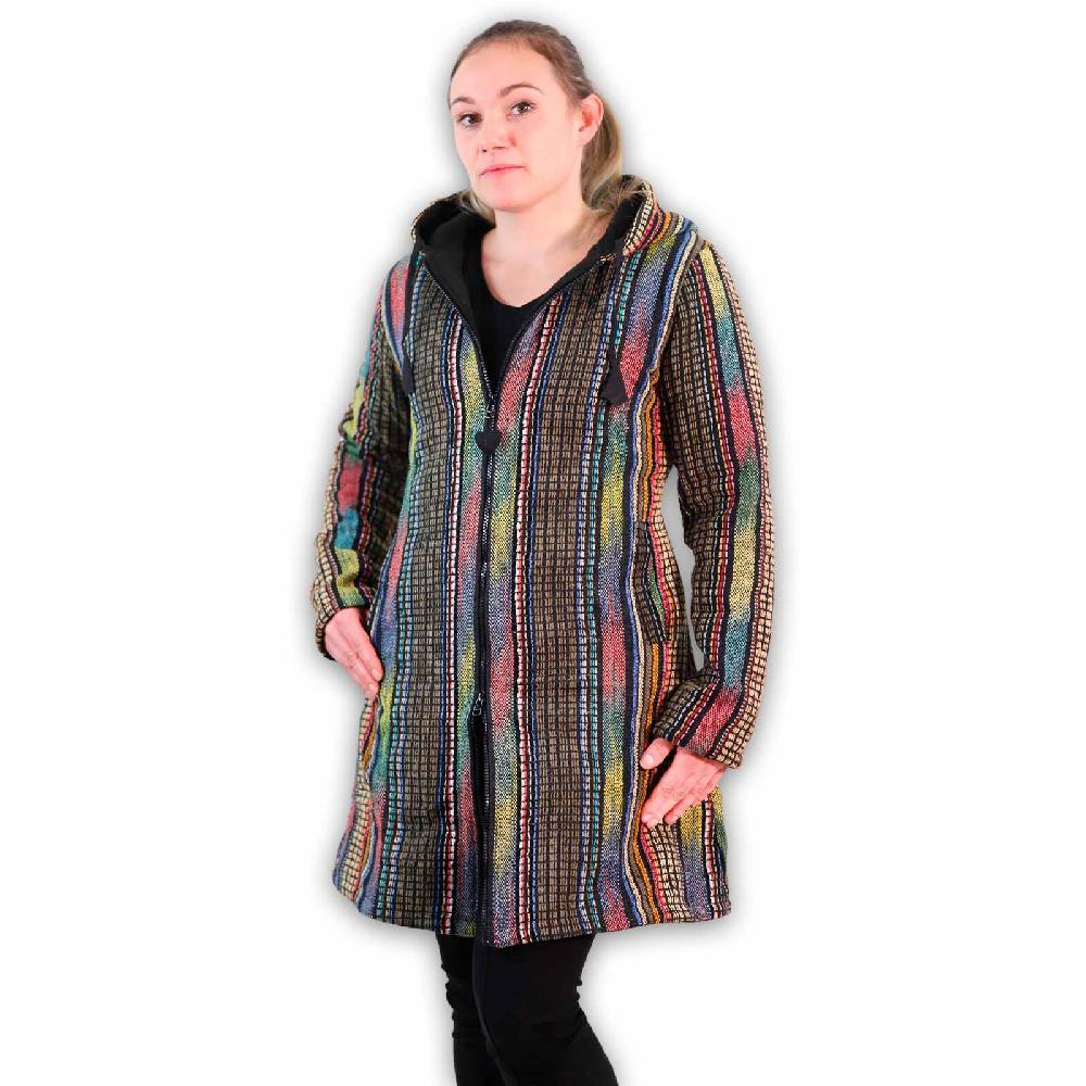 Kunst Und Magie Damen Gheri Jacke mit Kapuze -Hippie Goa Boho Damen Mantel Bunt Limitierter Zeitrabatt
