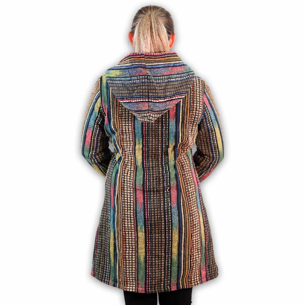 Kunst Und Magie Damen Gheri Jacke mit Kapuze -Hippie Goa Boho Damen Mantel Bunt Limitierter Zeitrabatt