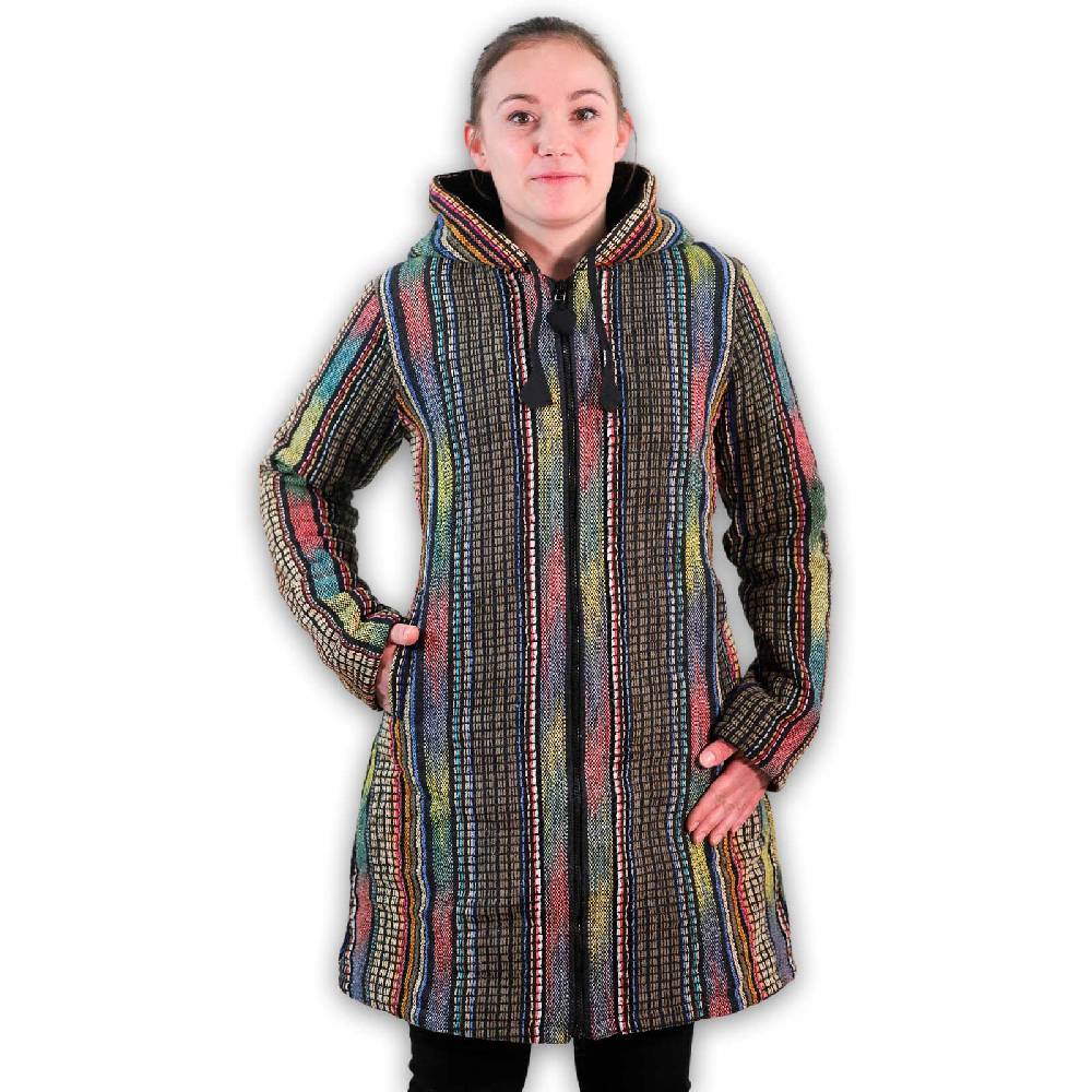 Kunst Und Magie Damen Gheri Jacke mit Kapuze -Hippie Goa Boho Damen Mantel Bunt Limitierter Zeitrabatt