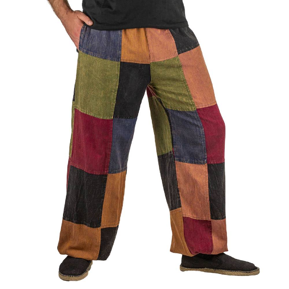 Kunst Und Magie Kunst und Magie Bunte Patchwork Freizeit Cargo Hose Stonewashed - Unisex Hippiehose Black Friday