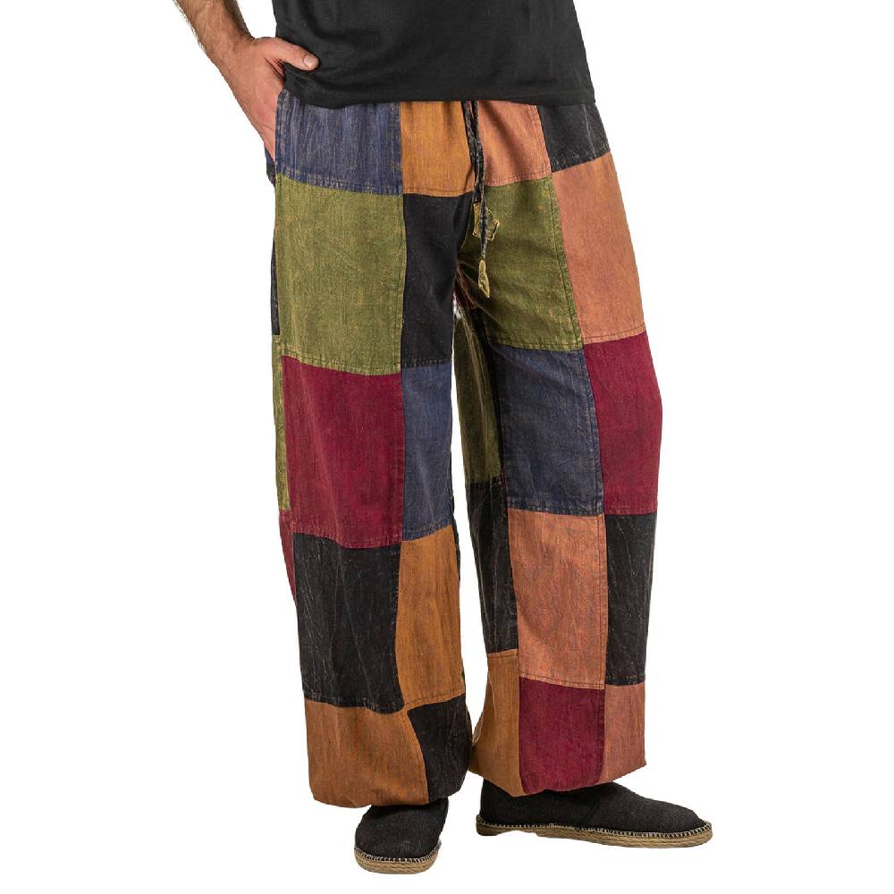 Kunst Und Magie Kunst und Magie Bunte Patchwork Freizeit Cargo Hose Stonewashed - Unisex Hippiehose Black Friday
