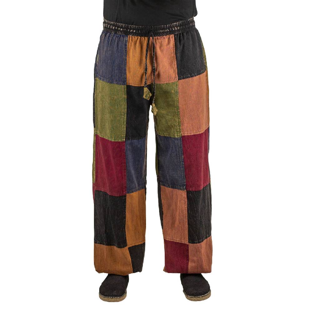 Kunst Und Magie Kunst und Magie Bunte Patchwork Freizeit Cargo Hose Stonewashed - Unisex Hippiehose Black Friday