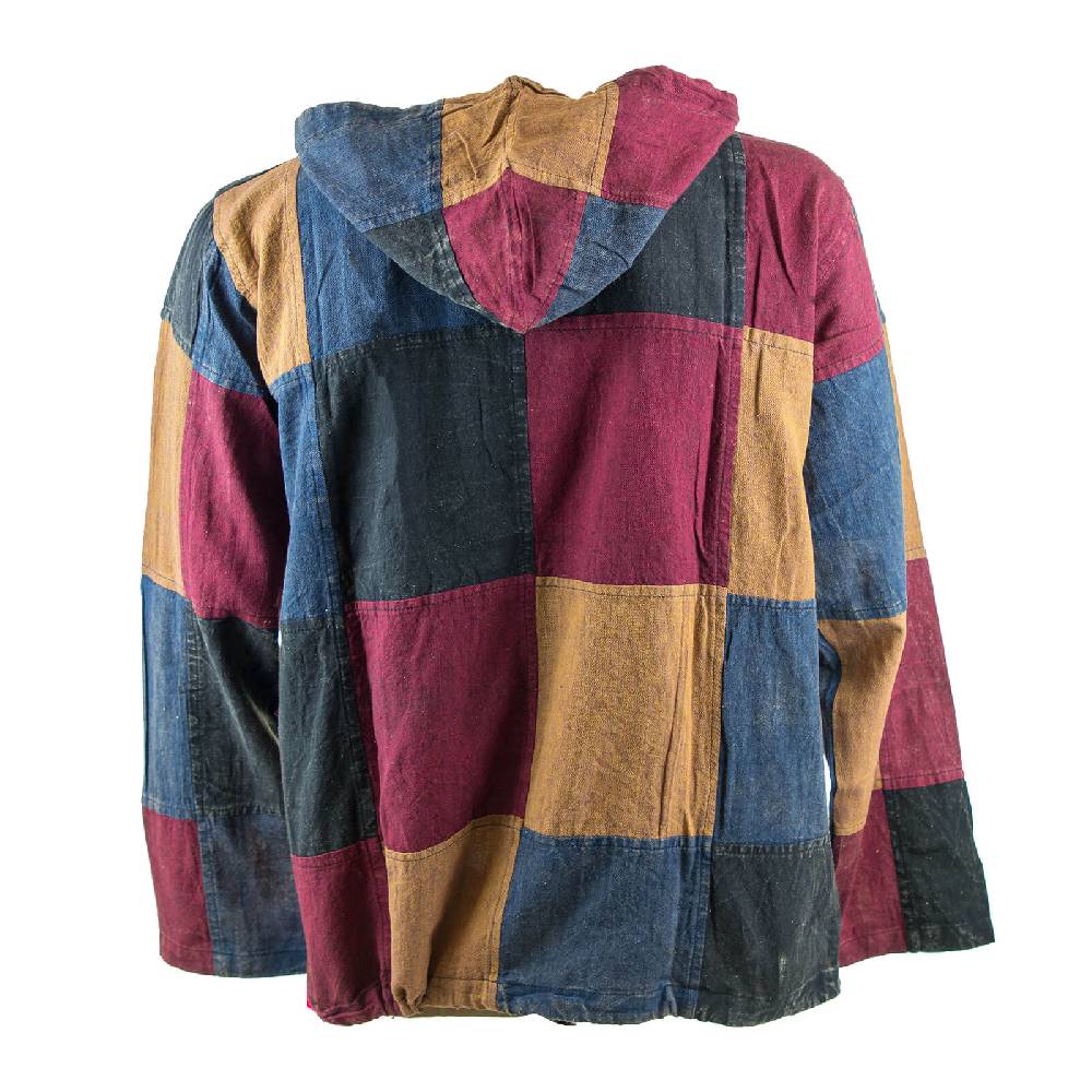 Kunst Und Magie KUNST UND MAGIE Herren bunt alternativ Baja Hoodie Fischerhemd Kapuze Patchwork Vatertagsangebot