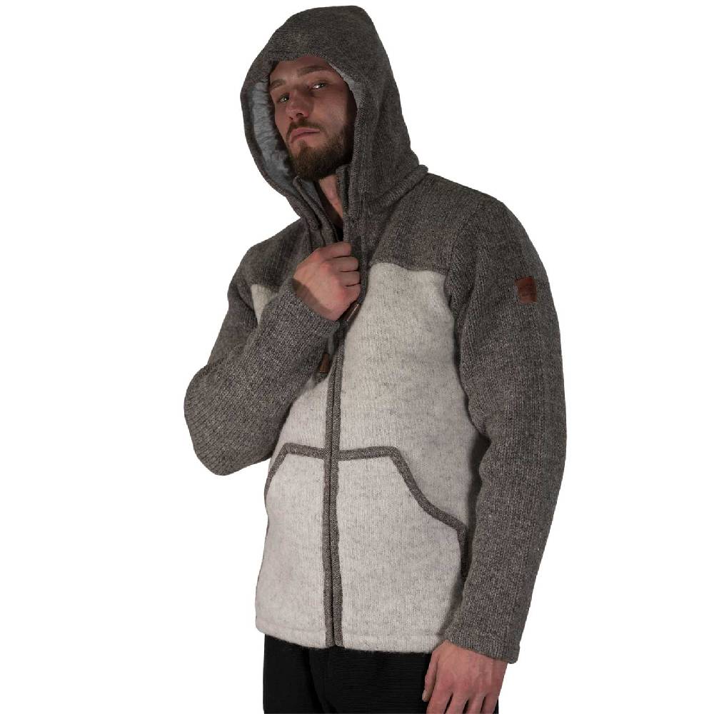 Kunst Und Magie Klassische Herren Strickjacke Wolle Jacke mit abnehmbarer Kapuze Baumwollfutter Lagerräumung