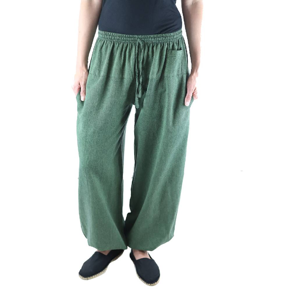 Kunst Und Magie KUNST UND MAGIE Damen Yogahose Pumphose Pluderhose unifarben aus Baumwolle lang Neueste Mode