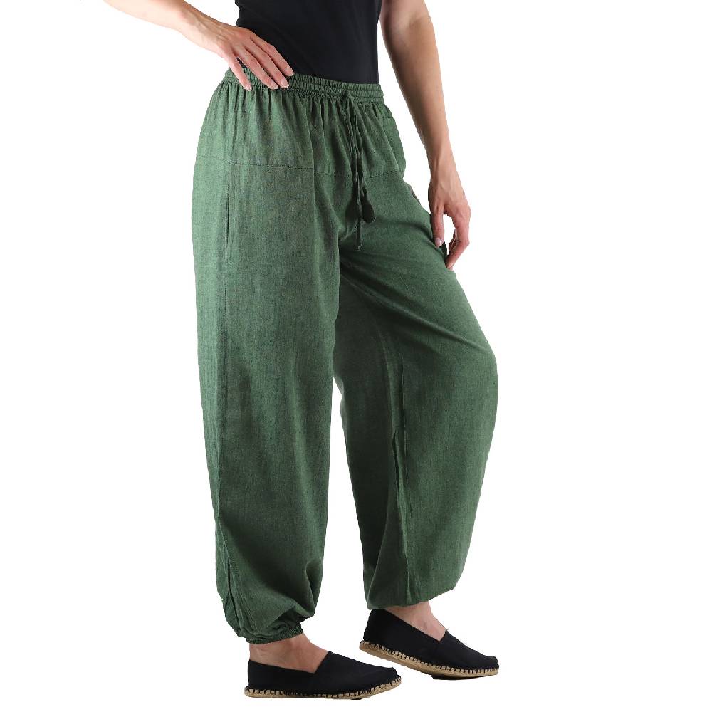 Kunst Und Magie KUNST UND MAGIE Damen Yogahose Pumphose Pluderhose unifarben aus Baumwolle lang Neueste Mode