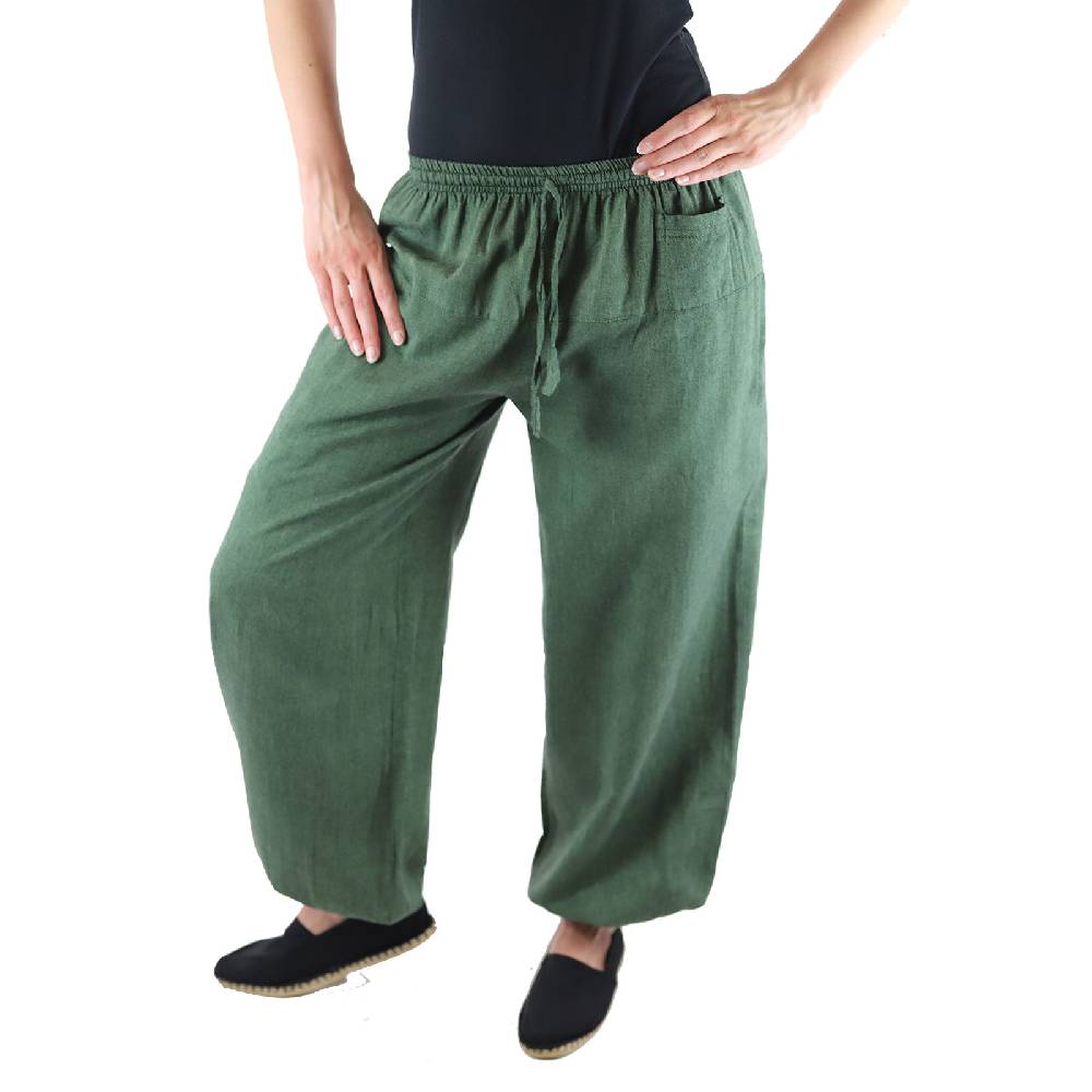 Kunst Und Magie KUNST UND MAGIE Damen Yogahose Pumphose Pluderhose unifarben aus Baumwolle lang Neueste Mode