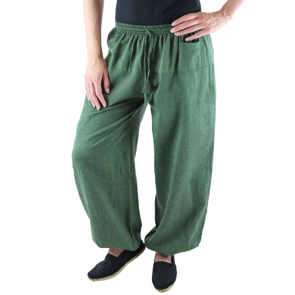 Kunst Und Magie KUNST UND MAGIE Damen Yogahose Pumphose Pluderhose unifarben aus Baumwolle lang Neueste Mode