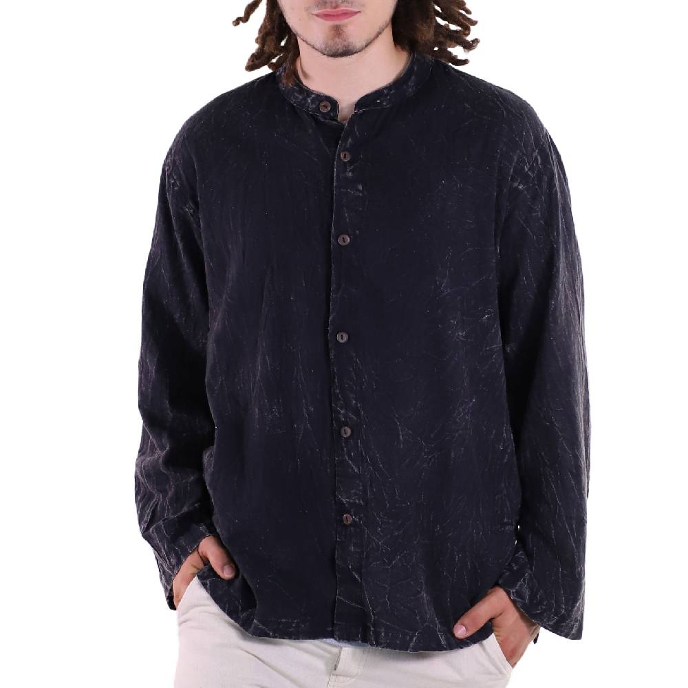 Kunst Und Magie KUNST UND MAGIE Herren Hemd stonewashed Fischerhemd Freizeithemd Blitzangebot